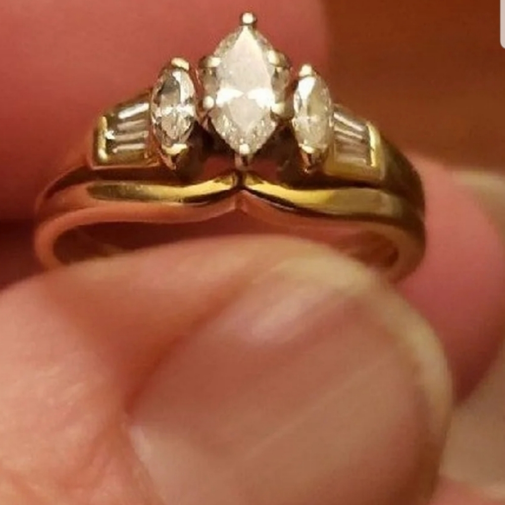 14k 1/2 ct triple marquise diamond ring